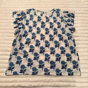 THML Blue and White Floral Blouse